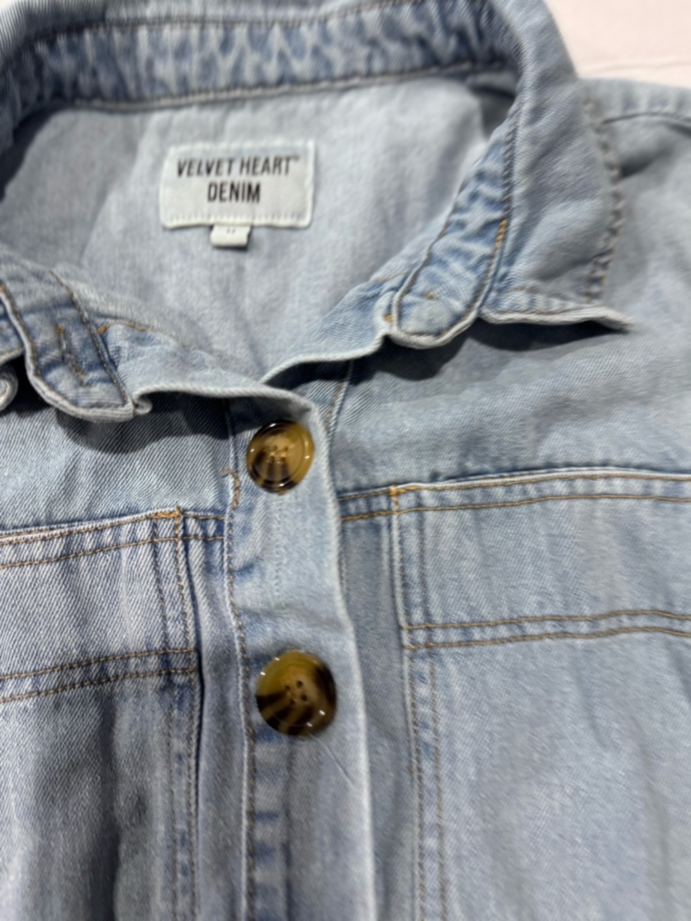 Velvet Heart Light Blue Denim Shacket with Button Front - Picture 4 of 9
